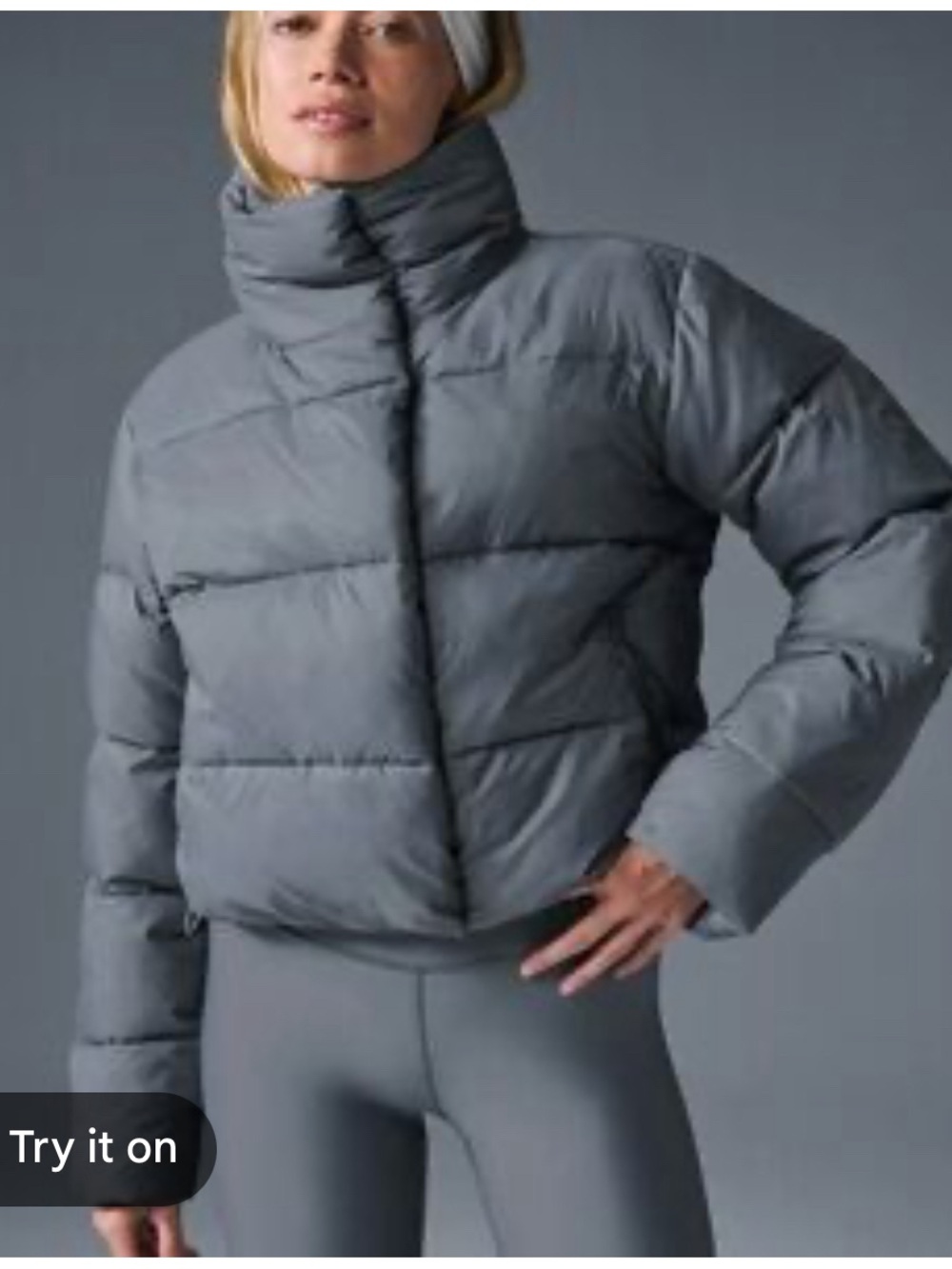 ALO Yoga Cropped Puffer Jacket in Slate Gray